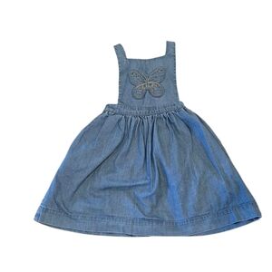 Mini Boden Butterfly Embroidery Pinafore Dress Sz 6/7